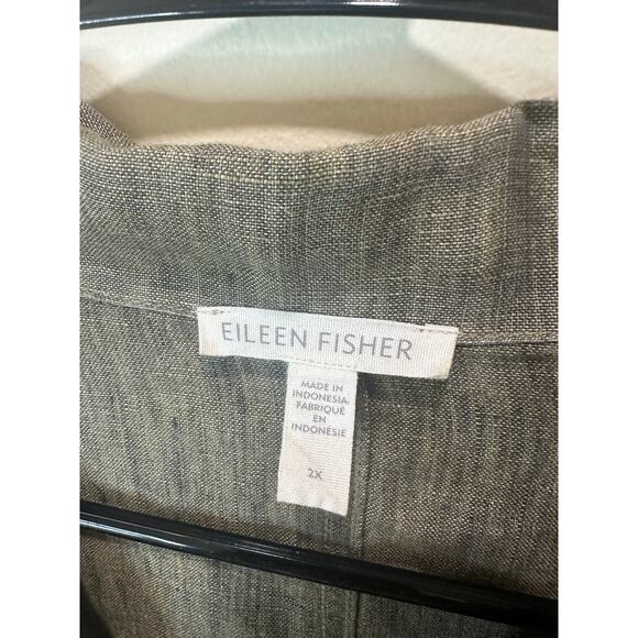 Eileen Fisher Sz 2X Washed Organic Linen Delave Stand Collar Jacket + Pants Set - Picture 9 of 13